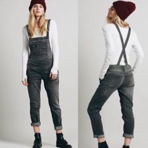 FREE PEOPLE Distressed Grey Corduroy Overalls